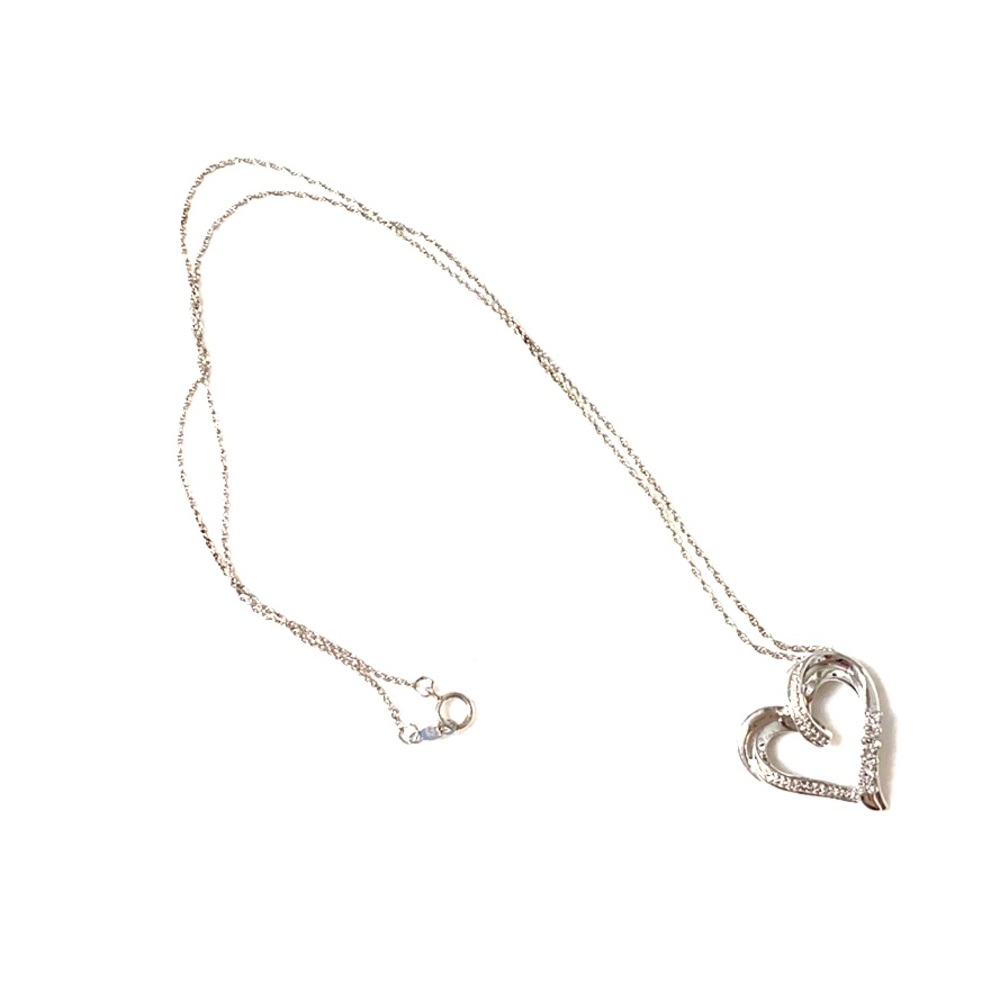 Sterling Silver and Crystal Heart Necklace